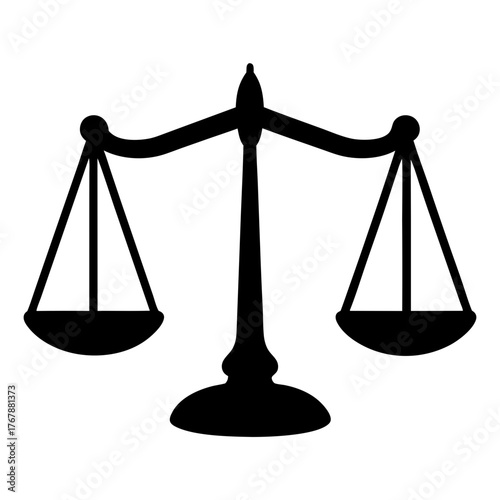 Black silhouette of a scales of justice representing law and balance
