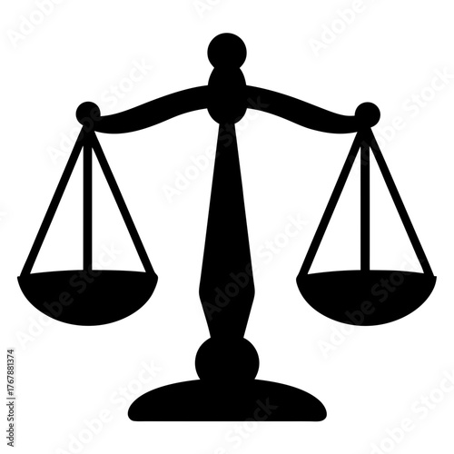 Classic Black and White Silhouette of the Scales of Justice Symbol
