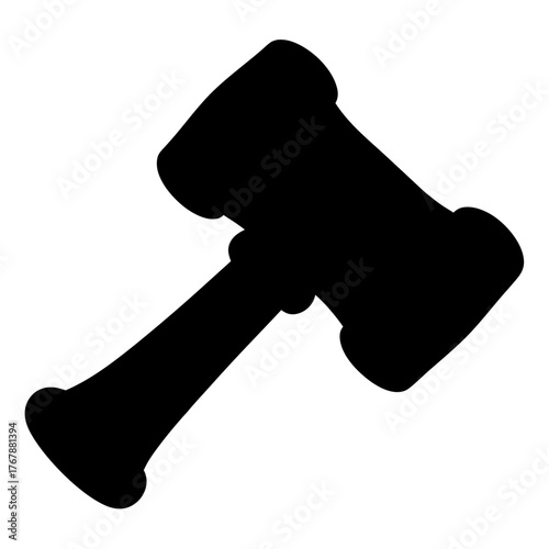 Abstract Black Silhouette of a Gavel Symbolizing Justice and Legal Authority