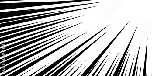 Speed line comic background. Radial burst cartoon effect, motion vector pattern