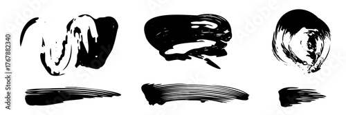 Mascara brush stroke isolated. Black eyelash makeup smudge