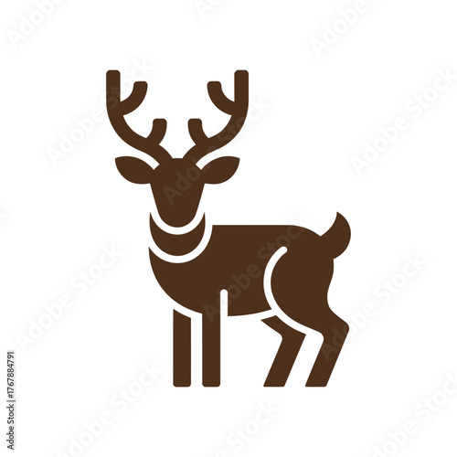 Reindeer Icon on White Background Vector Art Illustration on white background.