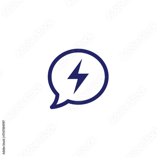 Free Download Dark Blue Speech Bubble with Lightning Bolt Icon Inside, Vector Illustration. - GFXLoad