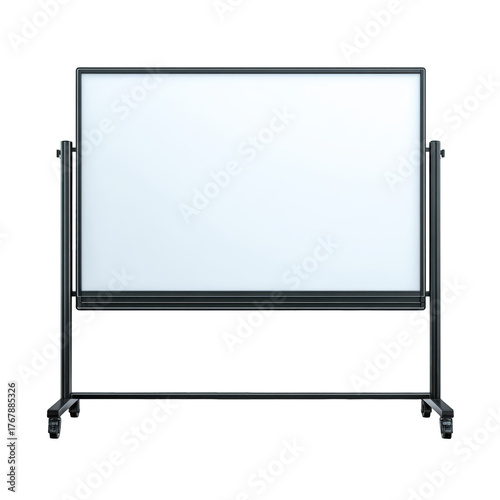 Wallpaper Mural A blank mobile whiteboard on a rolling stand with a black frame isolated against a stark , isolated on transparent background, perfect cutout, PNG Torontodigital.ca