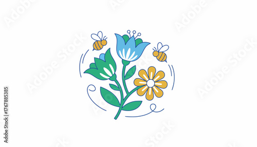 Bees buzzing around vibrant blossoms emphasizing the critical role of pollinators in a thriving garden ecosystem.