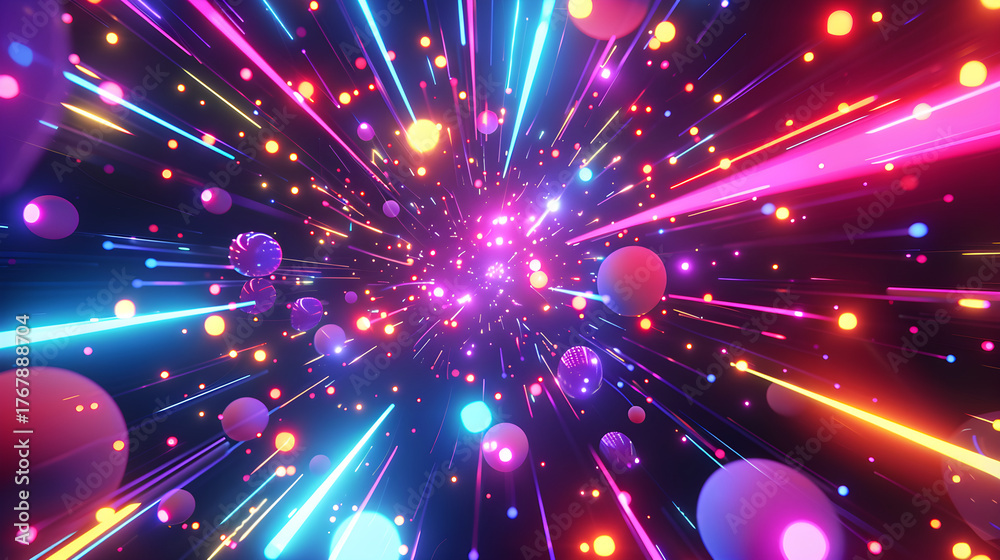 Fototapeta premium Neon particle explosion