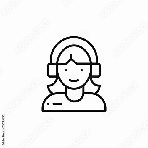 girl headphones music icon sign vector