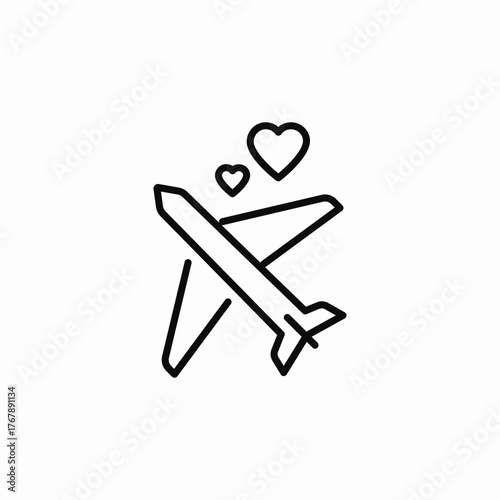 honeymoon flight icon sign vector