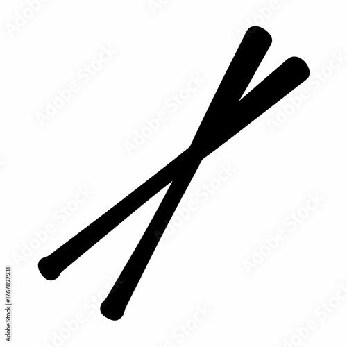 Graphic silhouette of crossed chopsticks on a white background art illustration