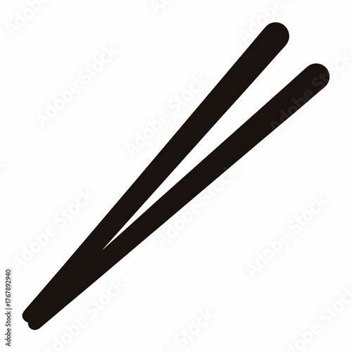 Minimalist image showcasing a pair of dark brown wooden chopsticks on white background
