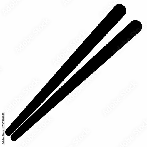 Minimalist illustration of black chopsticks on a white background representing Asian cuisine