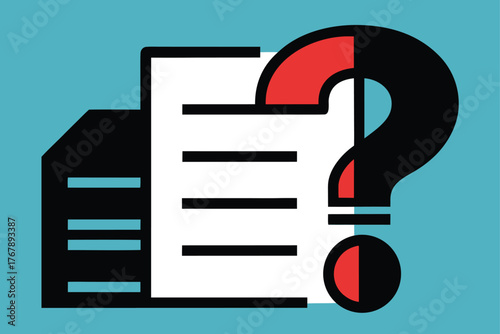 Conceptual illustration of a document paired with a question mark symbol