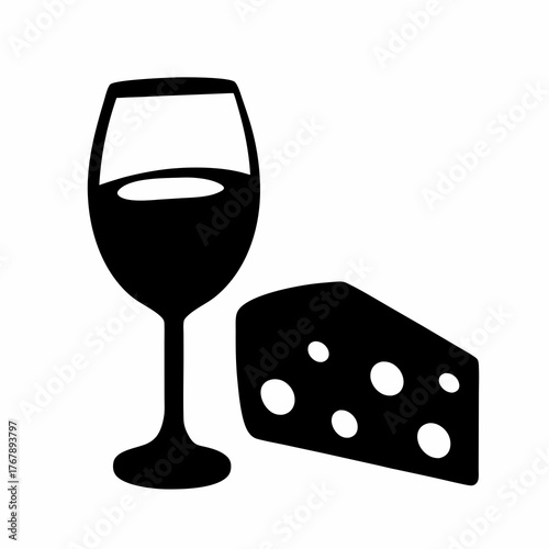 Simple yet elegant image showcasing wine and cheese pairing illustration