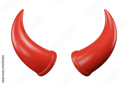 Vibrant red horns curve gracefully, evoking a sense of boldness and playful energy.
