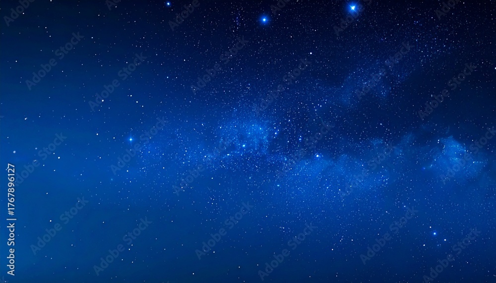 Fototapeta premium 宇宙 星空 夜空 銀河 天の川 星 煌めき 輝き ブルー ダークネイビー 幻想的 神秘的 広い 壮大 無限 孤独 静寂 夢想 ロマンチック 深遠