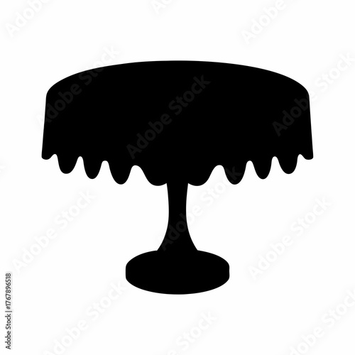 Elegant cake stand silhouette with scalloped edge, a timeless dessert display