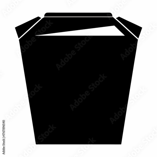 Black and white illustration of a takeout box commonly used for food