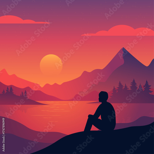 person at sunset