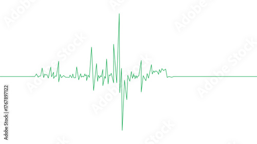 Beautiful Minimal Electrocardiogram Waveform, Soft Green ECG Line Art on White Background, Medical Pulse Signal Design, Clean Modern Aesthetic, Sound Wave Concept, Calm Rhythm Illustration, Minimalist