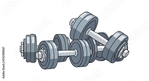 Set of Adjustable Dumbbells for Weight Training.