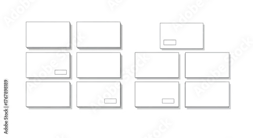 Set of blank white business envelopes with windows.
