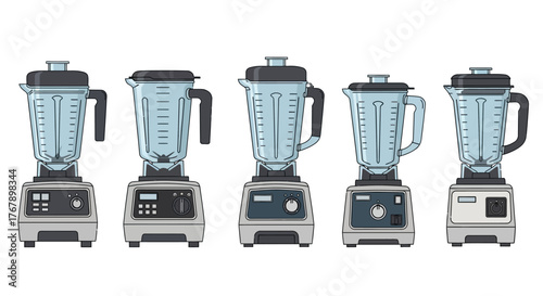 Set of Five Different Electric Kitchen Blenders.
