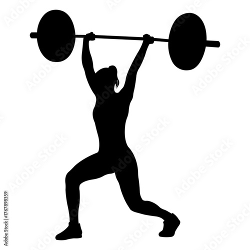 Weightlifting. Woman lifting a barbell. Vector illustration.