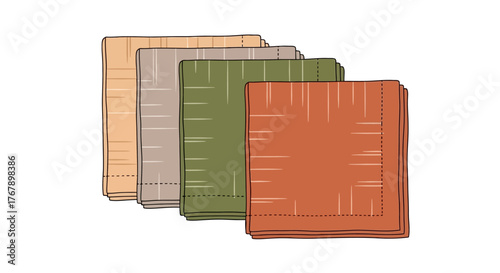 Set of Four Colorful Square Cushions with Stitching.