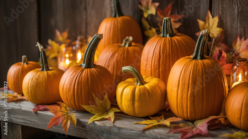 Group of pumpkins stacked together Halloween autumn harvest display