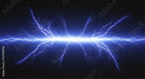 Electric Energy and Power Show in The Dark. Capturing the awe-inspiring spectacle of a vivid lightning bolt illuminating the darkness. vector illustration