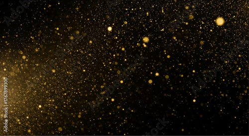 Abstract artistic shot of golden glitter sparkles against a dark backdrop creating a dazzling visual symphony of light.  vector illustration