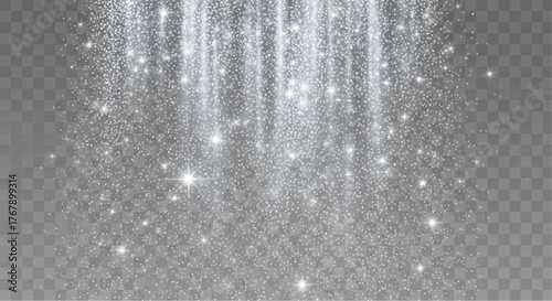 Captivating glittering shower of shining light particles. A radiant display of luminous energy against a clean backdrop. vector illustration