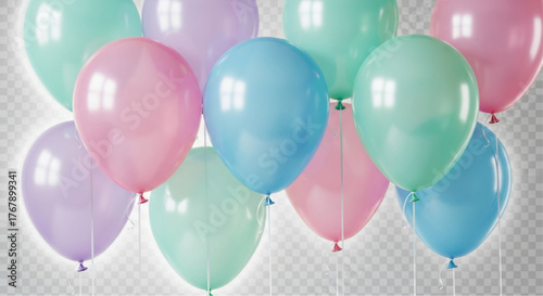 A collection of colorful balloons creating a joyful visual, each with vibrant hues adding a playful touch. vector illustration