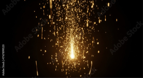 Golden sparks of light erupt, their luminous trails creating a mesmerizing dance against the deep darkness. A perfect visual for celebration. vector illustration