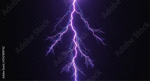 The power and energy of a dramatic lightning bolt against a dark sky, highlighting the raw energy of nature and the awe-inspiring power of a storm. vector illustration