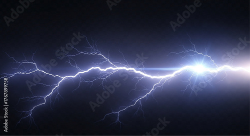 A dramatic depiction of nature's raw power as a luminous lightning bolt strikes, illuminating the darkness with its electrical intensity. vector illustration