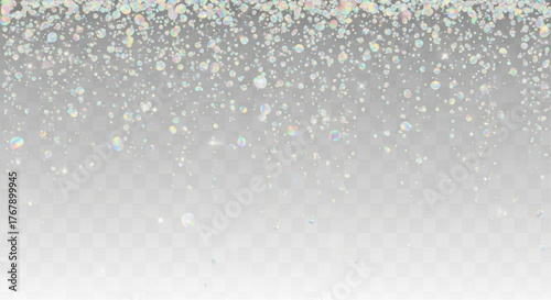 A mesmerizing display of shimmering iridescent glitter, cascading gently against a pristine backdrop, creating a captivating visual of sparkling light and celebratory elegance. vector illustration