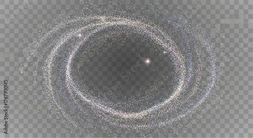 A celestial vortex swirls with cosmic dust and sparkling stars, evoking a sense of the vastness of the universe.  vector illustration