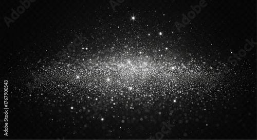 A breathtaking celestial panorama features a luminous display of countless stars, resembling a captivating cosmic cloud, all set against a canvas of infinite darkness.