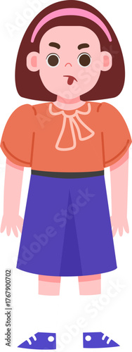 illustration of grumpy young girl with attitude