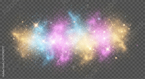 A vibrant and captivating nebula of pastel colors that seems to be straight out of a dream, shimmering against a transparent backdrop, symbolizing the vastness and mystery of the universe. 