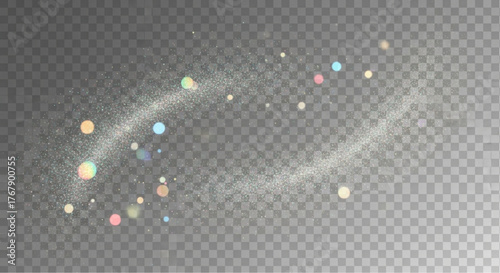 A whimsical display of colorful confetti particles, swirling and dancing in the air, creating a magical and festive atmosphere. vector illustration overlay