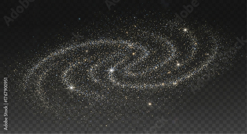 A mesmerizing spiral galaxy composed of countless shimmering stars against a backdrop of the vast cosmos. vector illustration overlay