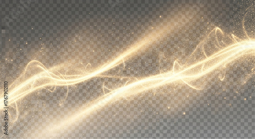 Golden trails of energy gracefully dance against a subtle, transparent backdrop, weaving an ethereal display of light and motion. A visual narrative of dynamism. vector illustration overlay