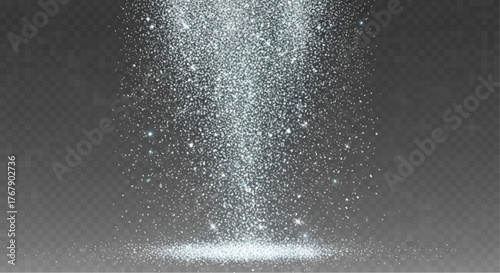 A cascade of shimmering stardust descends from above, illuminated against a blurred background, creating an ethereal spectacle of light and wonder. vector illustration overlay