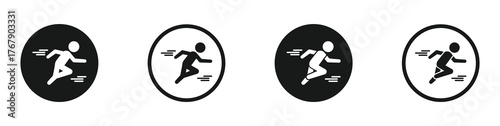 Running vector icons set. Person running icon. Running exercise icon collections