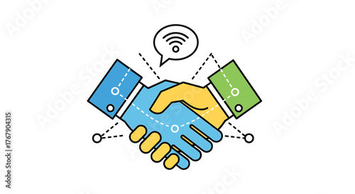 Partnership and Connection Generated with AI, Vector illustration of a Handshake Icon