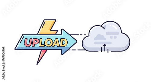 Upload concept generated with AI, Vector illustration showing data transfer to cloud storage