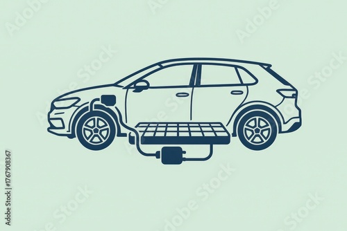 Illustrative design of an electric vehicle with integrated solar charging capabilities highlighting the future of sustainable transportation and innovative energy solutions