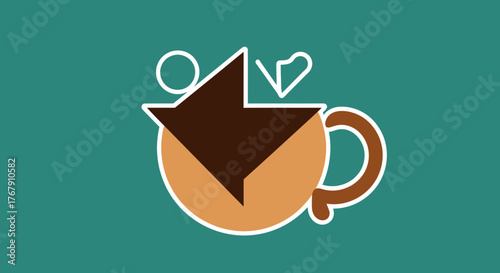 Abstract illustration of a cup filled with coffee, showcasing a stylized beverage and a modern artistic design